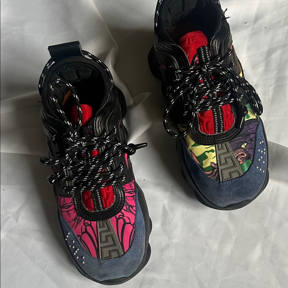 Versace Vibrant Pink and Red Sneakers